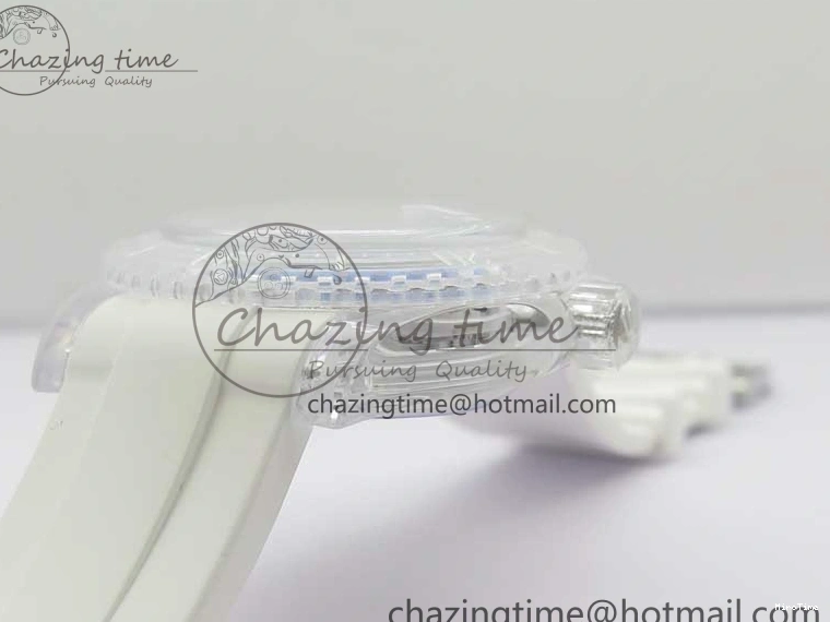 MiroTime 0129 Durable Submariner Phantomlab Transparent KZF Best Edition Blue Moon Dial on White Rubber Strap VR 2564